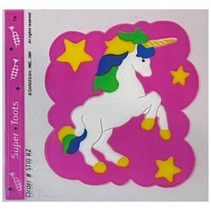 1 VINTAGE 80s TRANSPARENT Super TOOTS PINK UNICORN STICKER module